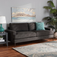 Baxton Studio 3132A-Grey-Sofa Davidson Modern and Contemporary Grey Fabric Upholstered Sofal